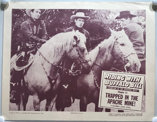 ORIGINAL SERIAL LOBBY CARD - RIDING WITH BUFFALO BILL (c) - 1954 - Ch 13 "Tra...