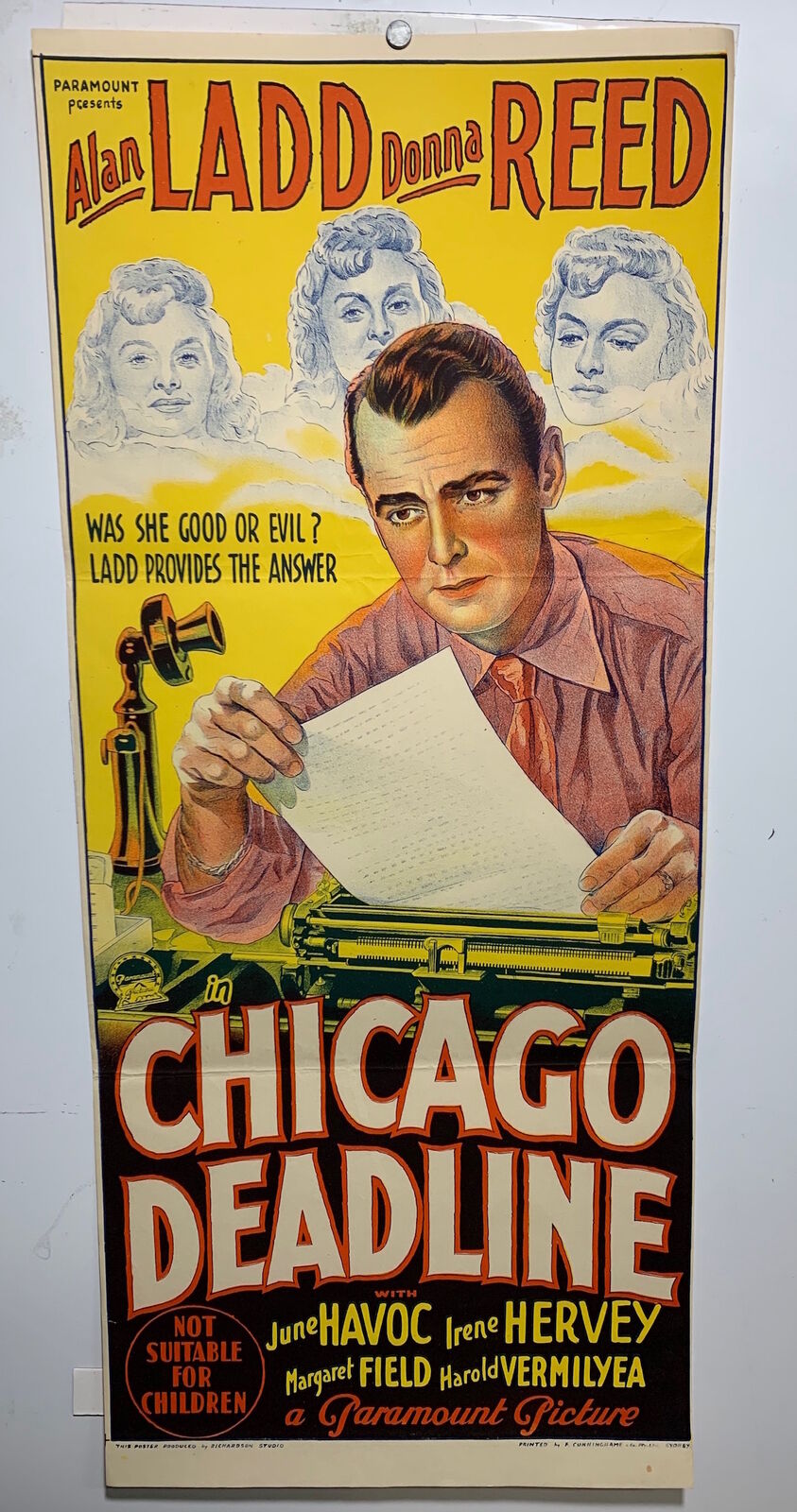 ORIGINAL DAYBILL MOVIE POSTER - CHICAGO DEADLINE - 1949 - Richardson Studio