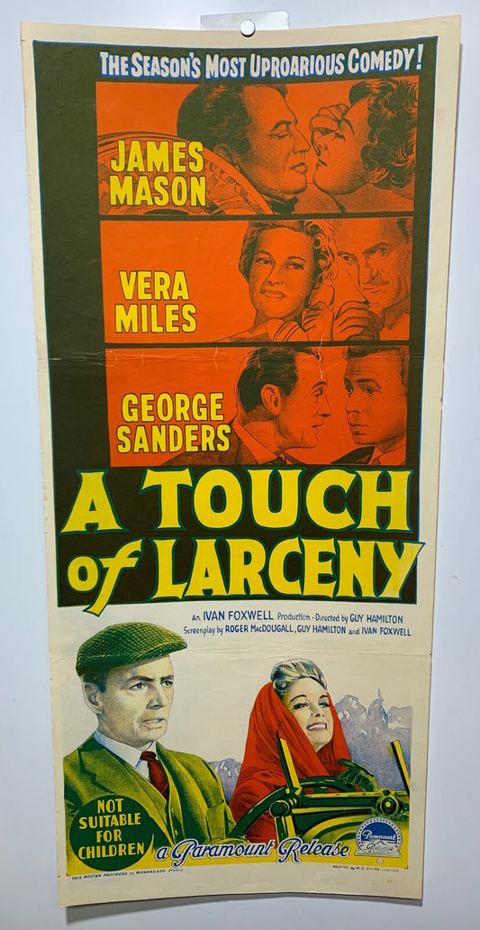 ORIGINAL DAYBILL MOVIE POSTER - A TOUCH OF LARCENY - Richardson Studio