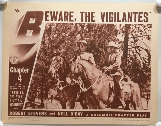 ORIGINAL SERIAL LOBBY CARD - PERILS OF THE ROYAL MOUNTED (o) - 1942 - Ch 4 "B...