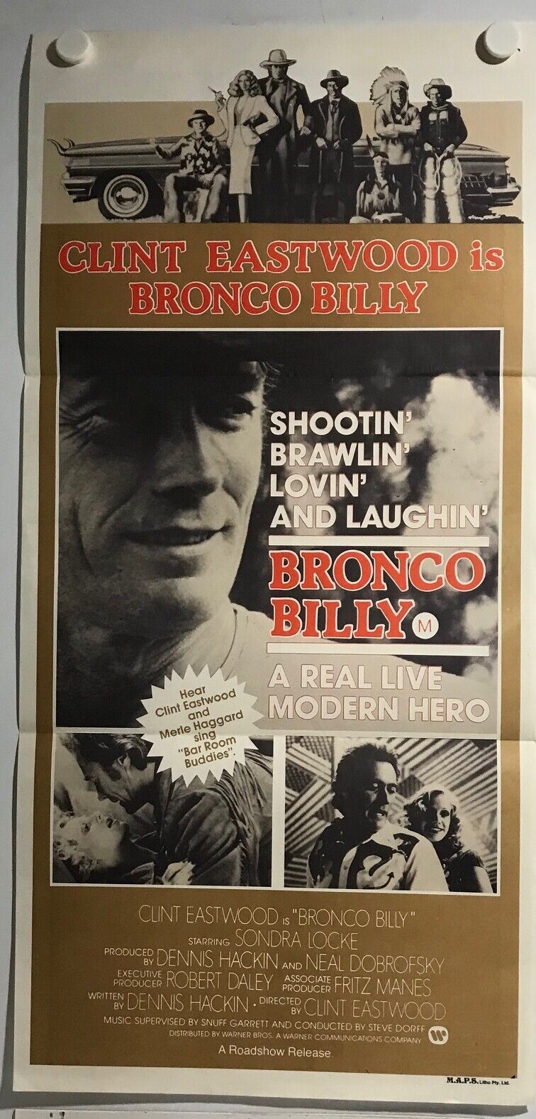 ORIGINAL DAYBILL MOVIE POSTER - BRONCO BILLY - Clint Eastwood