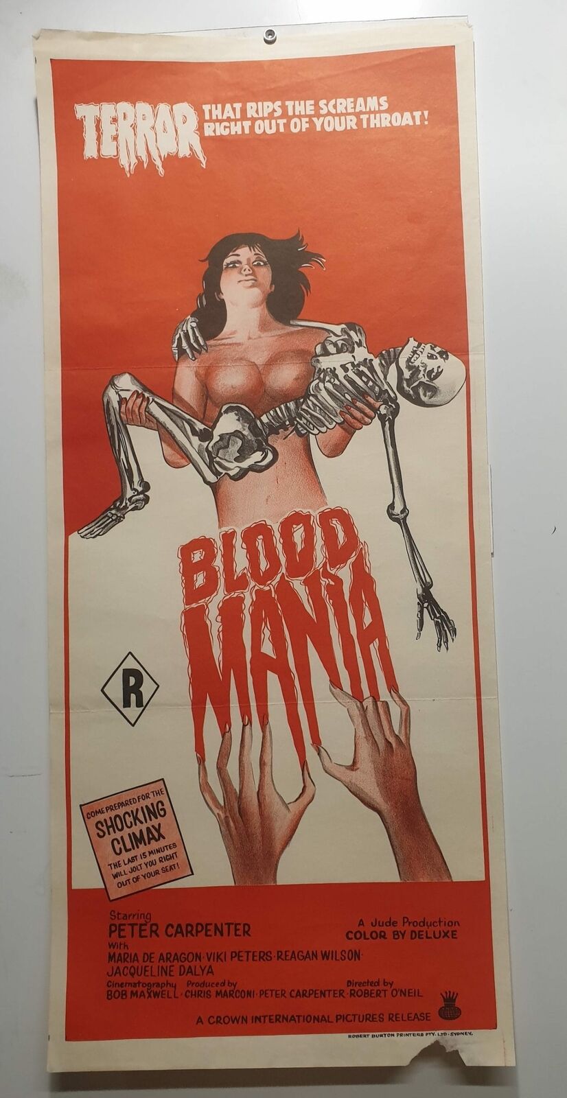 ORIGINAL DAYBILL MOVIE POSTER - BLOOD MANIA - HORROR