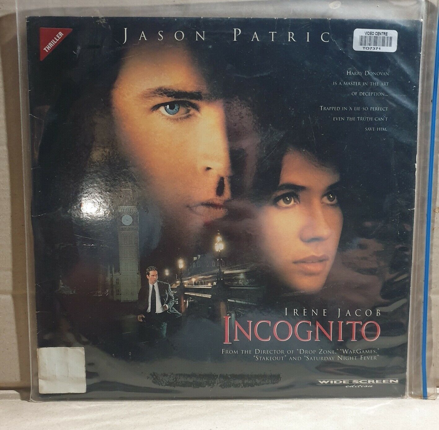 LASERDISC MOVIE - INCOGNITO - Irene Jacob Jason Patric