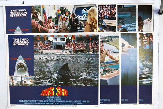 ORIGINAL LOBBY CARDS - JAWS 3-D - 1983 - set of 8