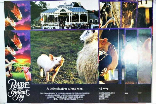 ORIGINAL LOBBY CARDS - BABE THE GALLANT PIG - 1995 - set of 8 - Australian