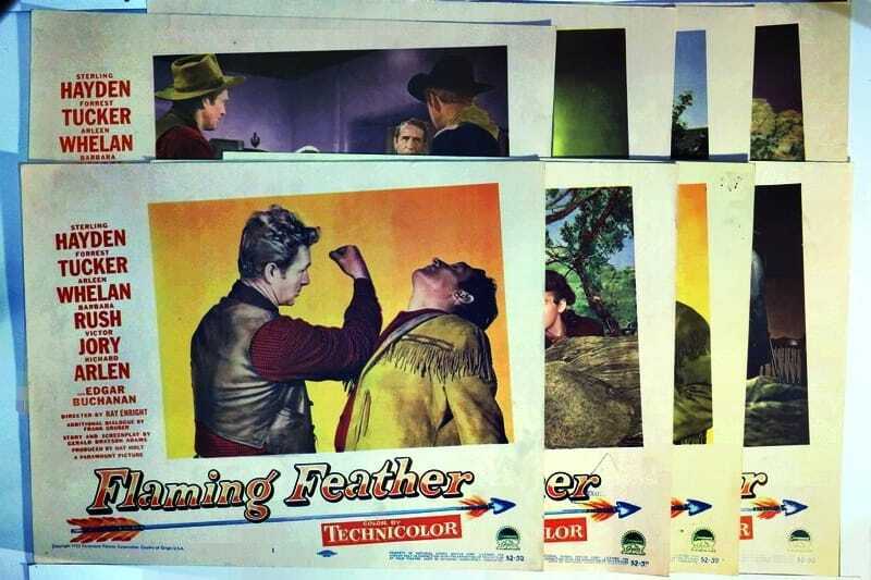 ORIGINAL LOBBY CARDS - FLAMING FEATHER - 1952 - set of 8