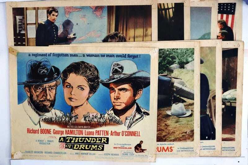 ORIGINAL LOBBY CARDS - A THUNDER OF DRUMS - 1961 - set of 8