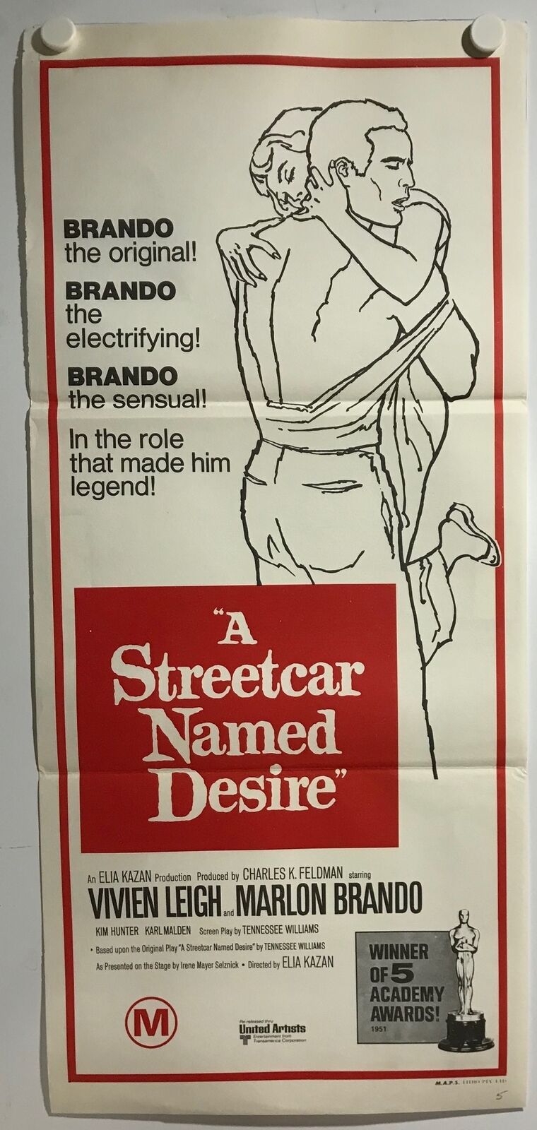 ORIGINAL DAYBILL MOVIE POSTER - A STREETCAR NAMED DESIRE