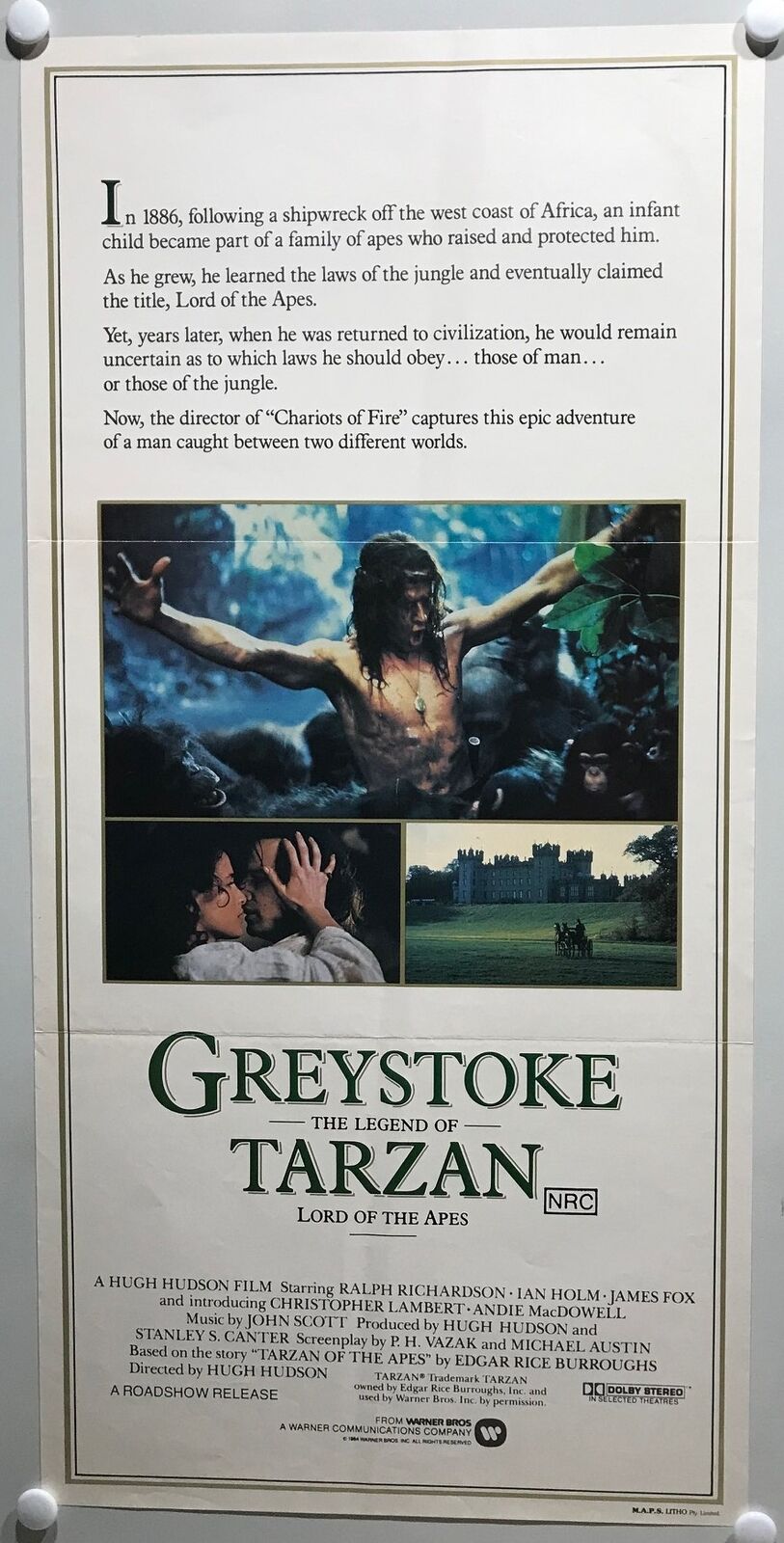 ORIGINAL DAYBILL MOVIE POSTER - GREYSTOKE THE LEGEND OF TARZAN  – 1984 - (b)