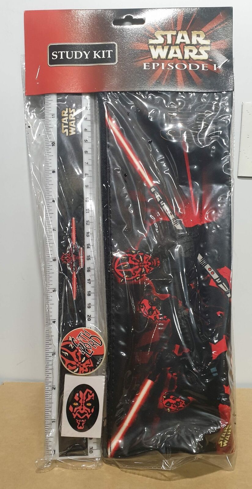 STAR WARS - EPISODE 1 - DARTH MAUL - STUDY KIT - Ruler, Pencil Case, Eraser, Sharpener