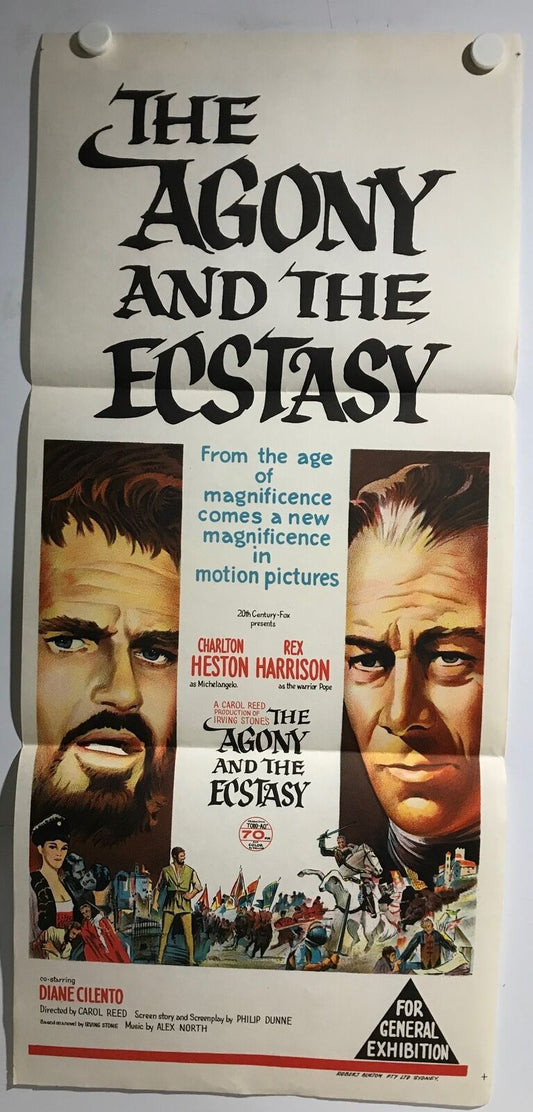 ORIGINAL DAYBILL MOVIE POSTER - THE AGONY AND THE ECSTACY - 1965