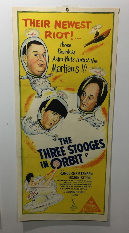 ORIGINAL DAYBILL MOVIE POSTER - THE THREE STOOGES IN ORBIT - 1962