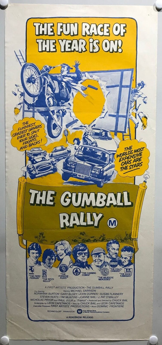 ORIGINAL DAYBILL MOVIE POSTER - THE GUMBALL RALLY - 1976