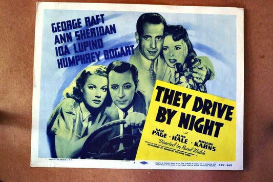 ORIGINAL LOBBY CARD - THEY DRIVE BY NIGHT - R1956 - card #1
