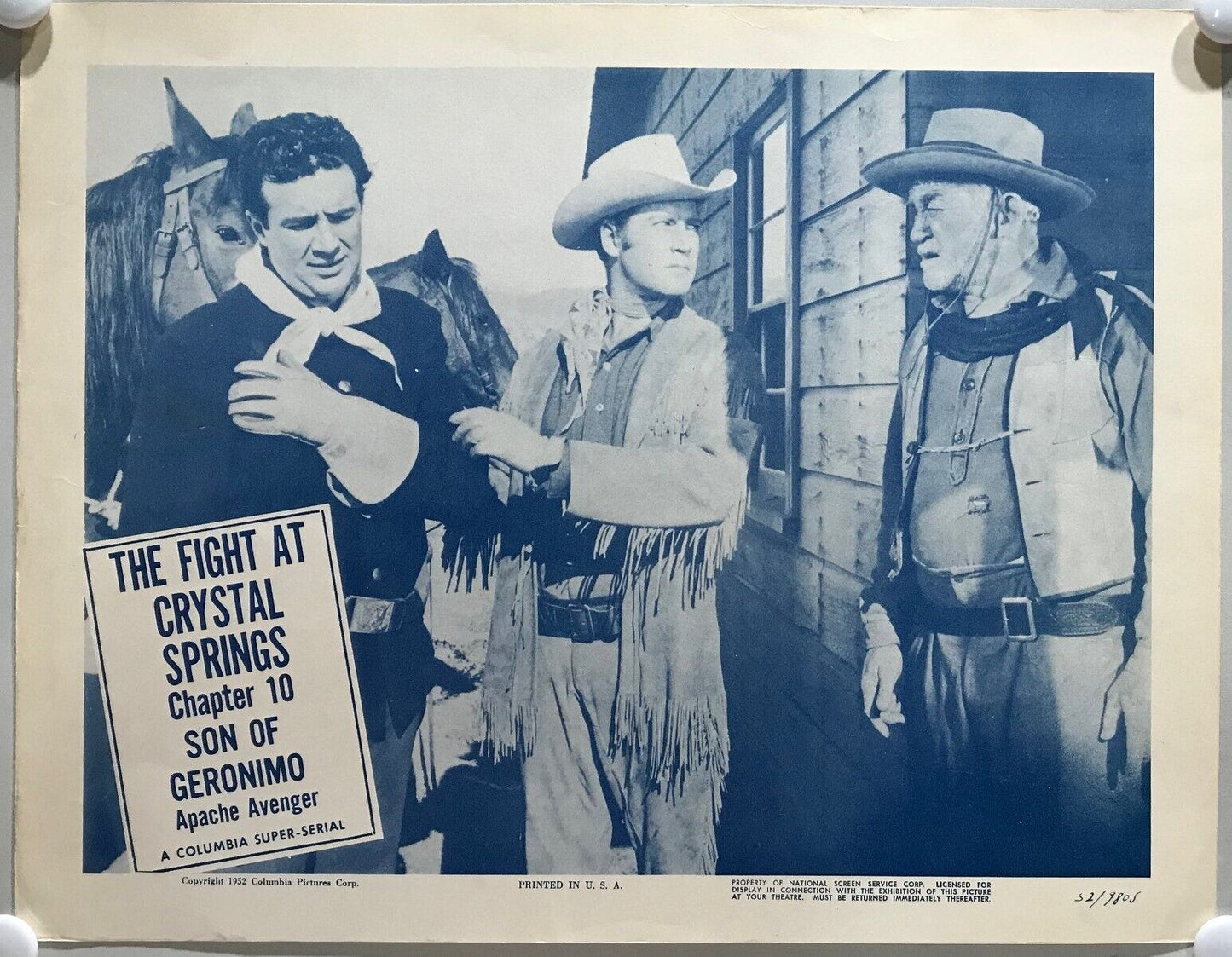 ORIGINAL SERIAL LOBBY CARD - SON OF GERONIMO (c) - 1952 - Ch 10 "The Fight at...