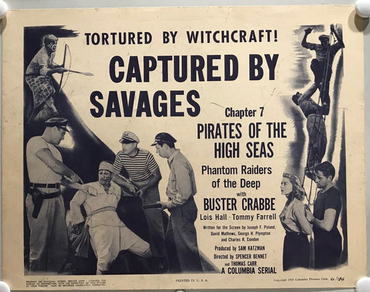 ORIGINAL SERIAL LOBBY CARD - PIRATES OF THE HIGH SEAS - 1950 - Ch 7 Title car...