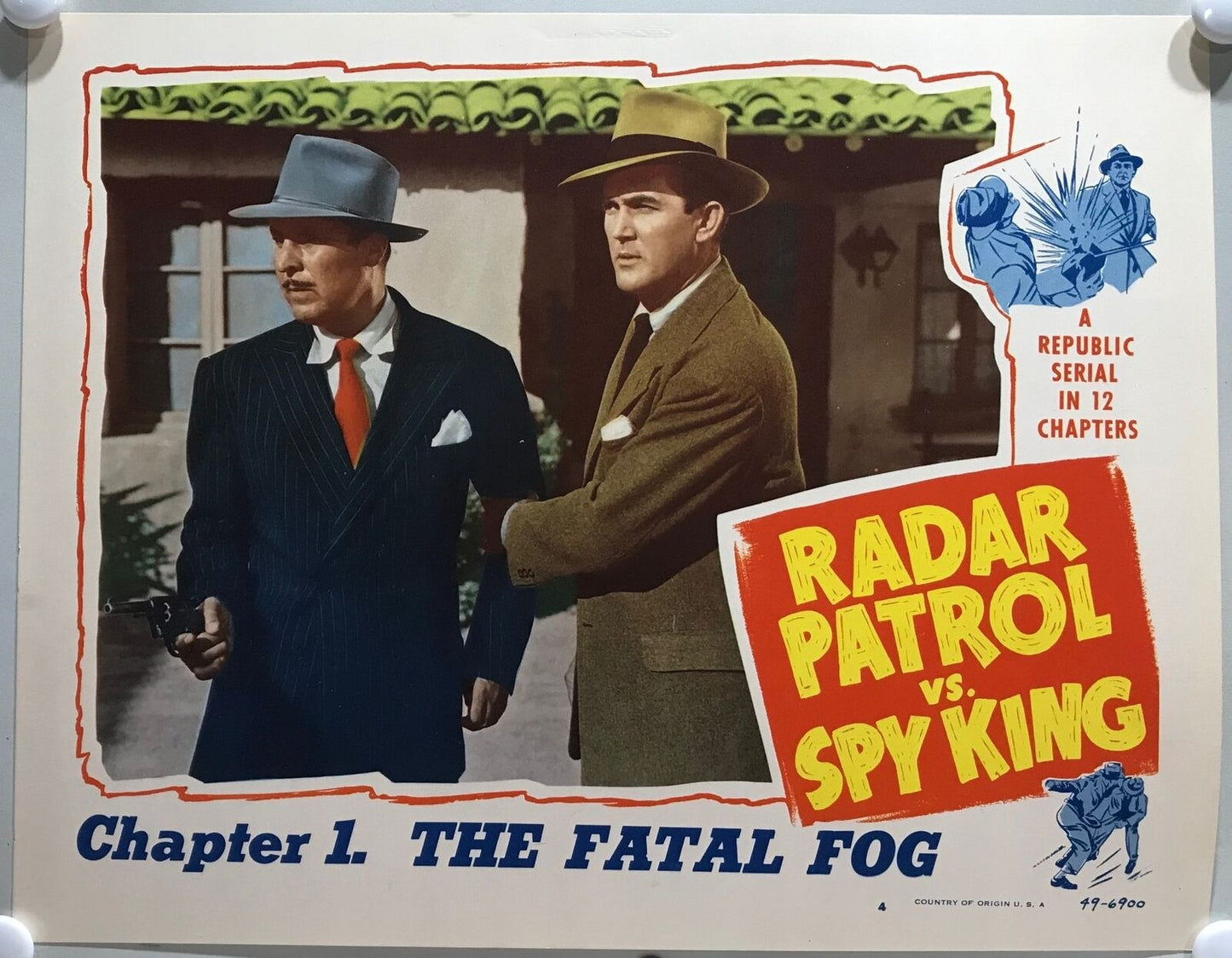 ORIGINAL SERIAL LOBBY CARD - RADAR PATROL VS. SPY KING - 1949 - Ch 1 "The Fat...