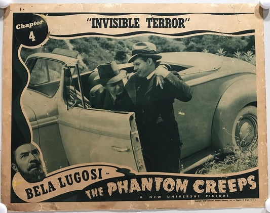 ORIGINAL SERIAL LOBBY CARD - THE PHANTOM CREEPS (c) - 1939 - CH 4 "Invisible Terror" -  Bela Lugosi, Robert Kent, Dorothy Arnold, Regis Toomey