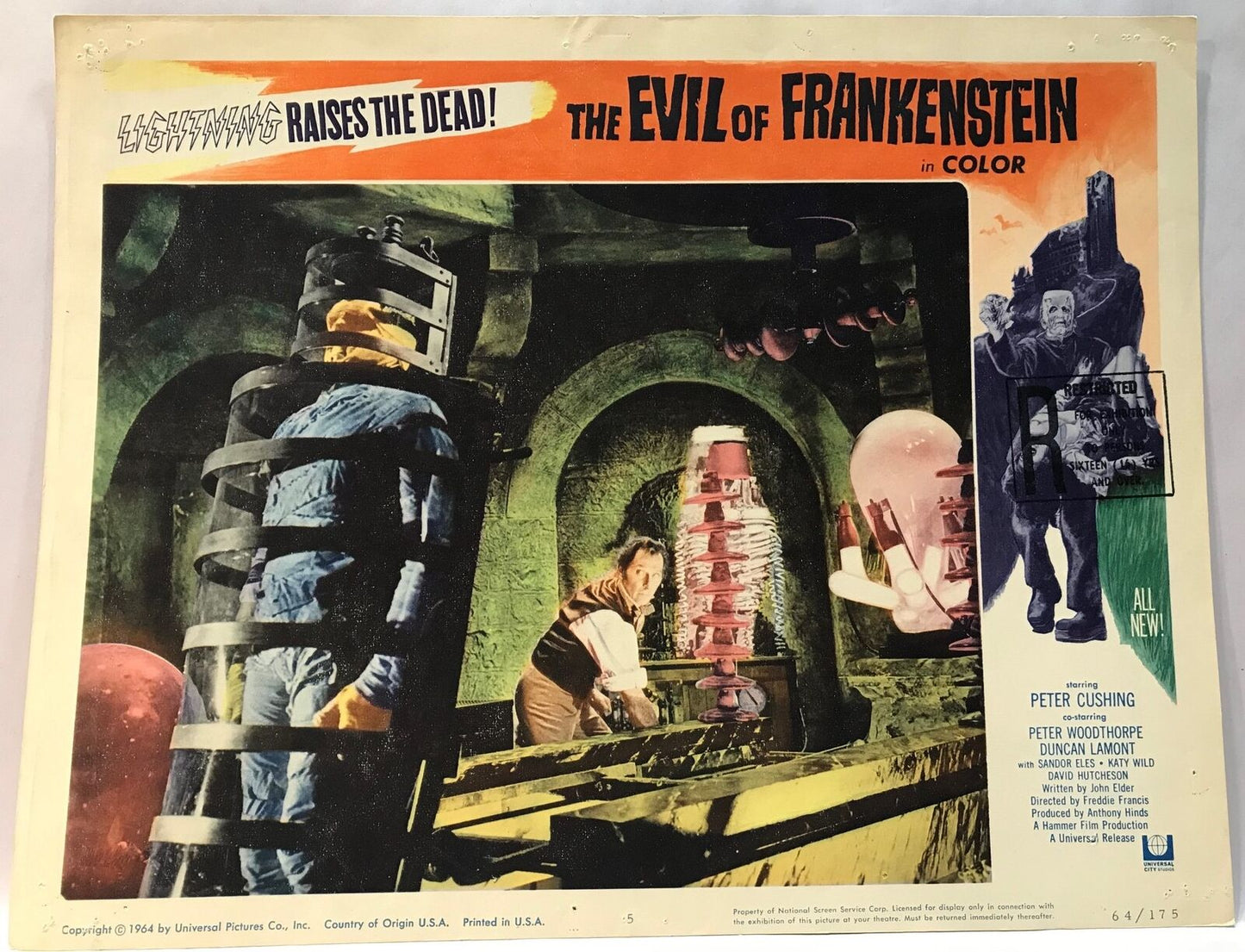 ORIGINAL LOBBY CARD - EVIL OF FRANKENSTEIN - 1964 - card #5