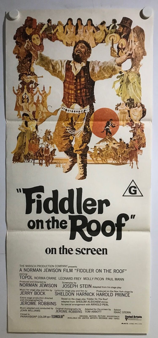 ORIGINAL DAYBILL MOVIE POSTER - FIDDLER ON THE ROOF - 1971