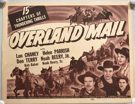 ORIGINAL SERIAL LOBBY CARD - OVERLAND MAIL (b) - 1942 - Main Title card -  Lo...