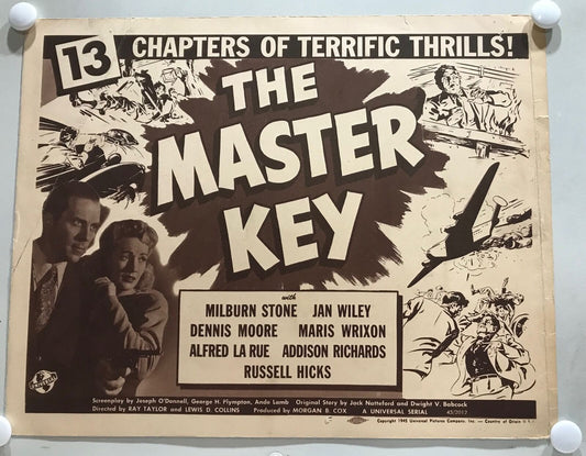 ORIGINAL SERIAL LOBBY CARD - THE MASTER KEY - 1945 - Title Card -  Milburn St...