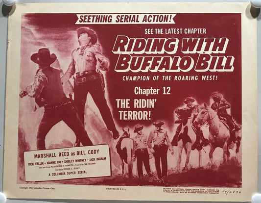 ORIGINAL SERIAL LOBBY CARD - RIDING WITH BUFFALO BILL (a) - 1954 - Ch 12 "The...