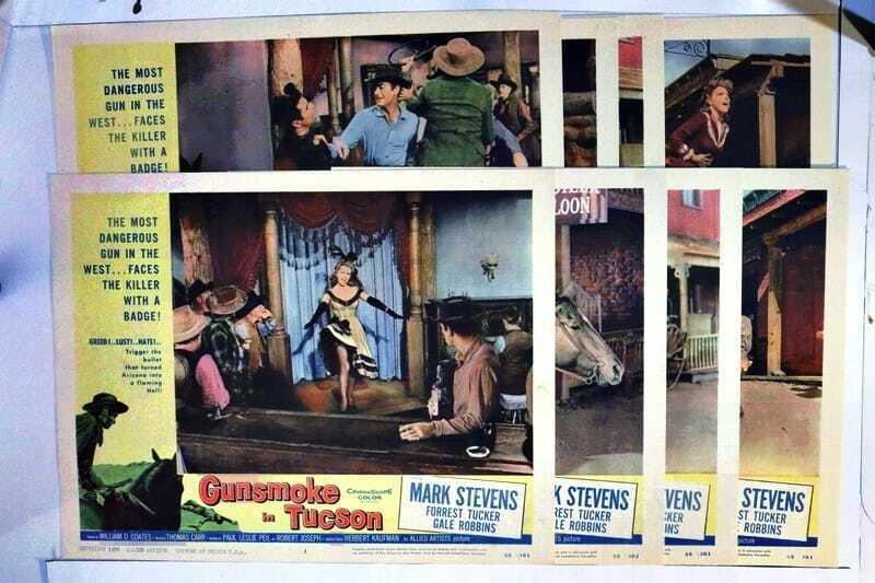 ORIGINAL LOBBY CARDS - GUNSMOKE IN TUCSON - 1958 - set of 8 -  Mark Stevens, ...