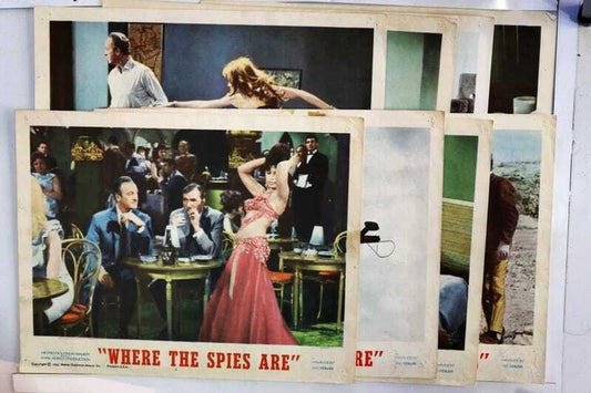 ORIGINAL LOBBY CARDS - WHERE THE SPIES ARE - 1965 - set of 8