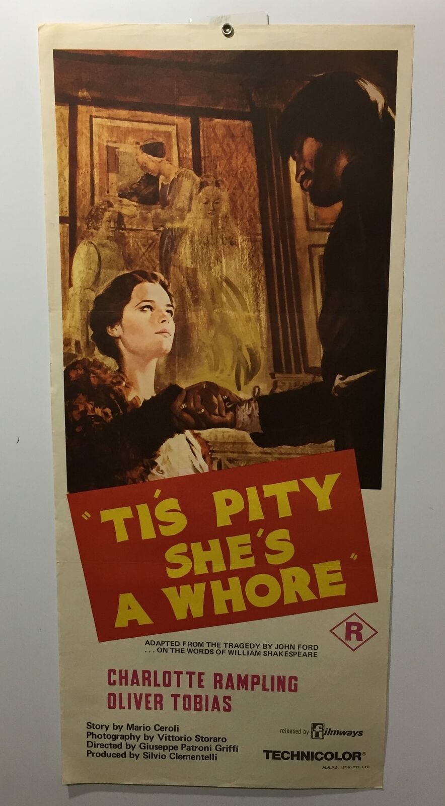 ORIGINAL DAYBILL MOVIE POSTER - TIS PITY SHE'S A WHORE - 1971