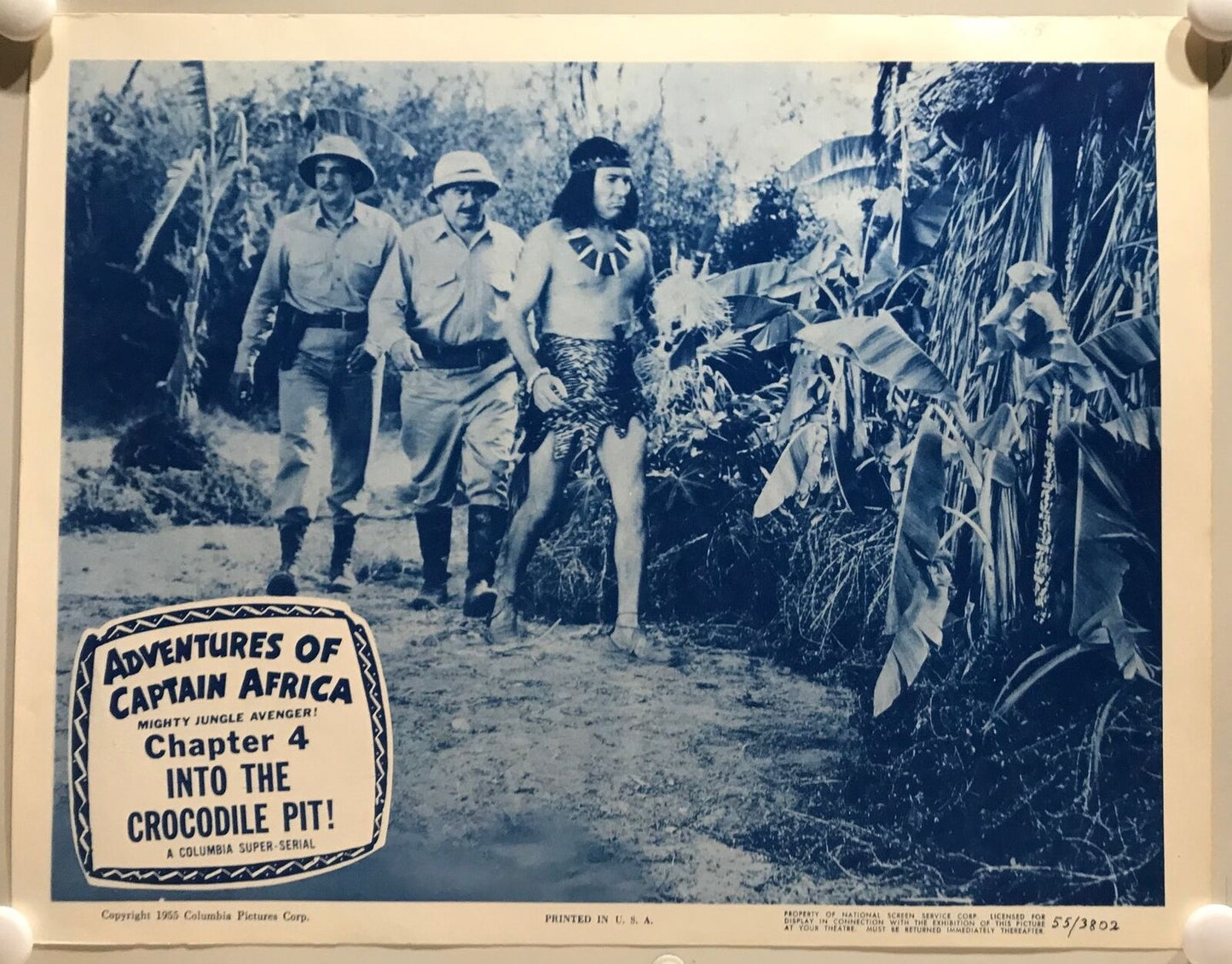 ORIGINAL SERIAL LOBBY CARD - ADVENTURES OF CAPTAIN AFRICA "Mighty Jungle Avenger" (c) -1955 - Ch 4 "Into the Crocodile Pit"