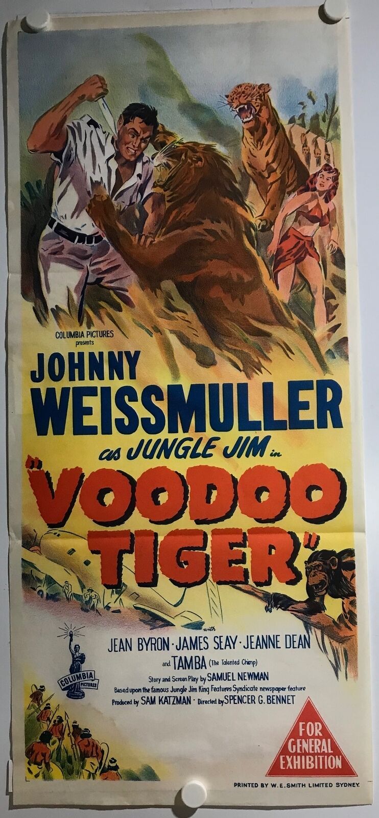 ORIGINAL DAYBILL MOVIE POSTER - VOODOO TIGER - 1952