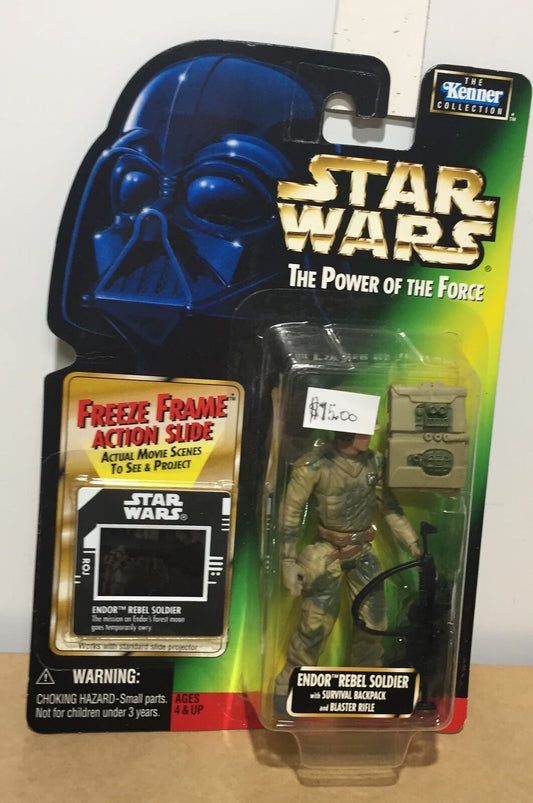 STAR WARS - KENNER - POTF - ENDOR REBEL SOLDIER - with Survival Backpack & Blaster