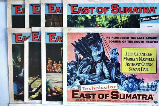ORIGINAL LOBBY CARDS - EAST OF SUMATRA - 1953 - set of 8