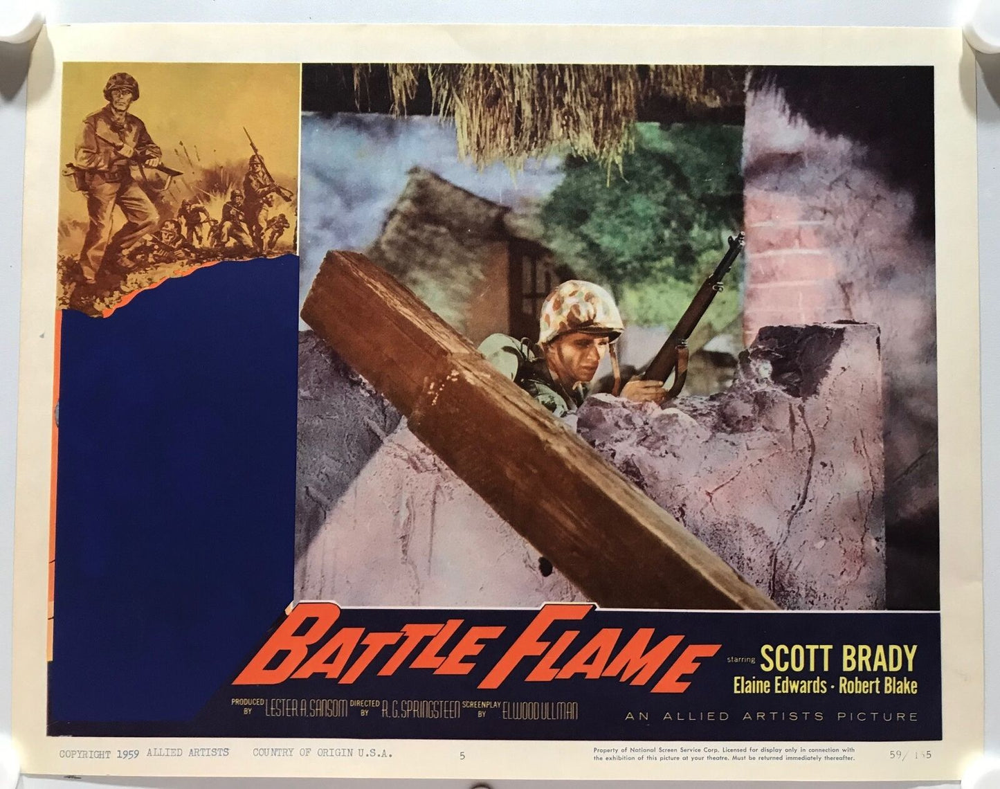 ORIGINAL LOBBY CARDS - BATTLE FLAME - 1959 - set of 8