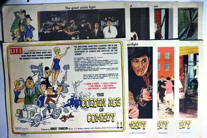 ORIGINAL LOBBY CARDS - THE GOLDEN AGE OF COMEDY - 1959 - set of 8