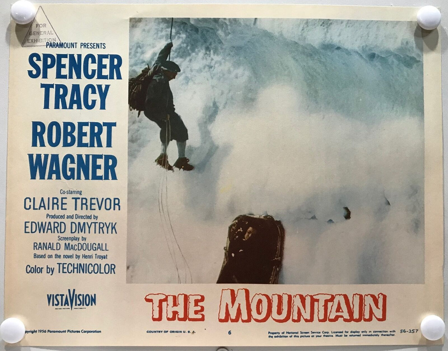 ORIGINAL LOBBY CARDS - THE MOUNTAIN - 1956 - card set of 8