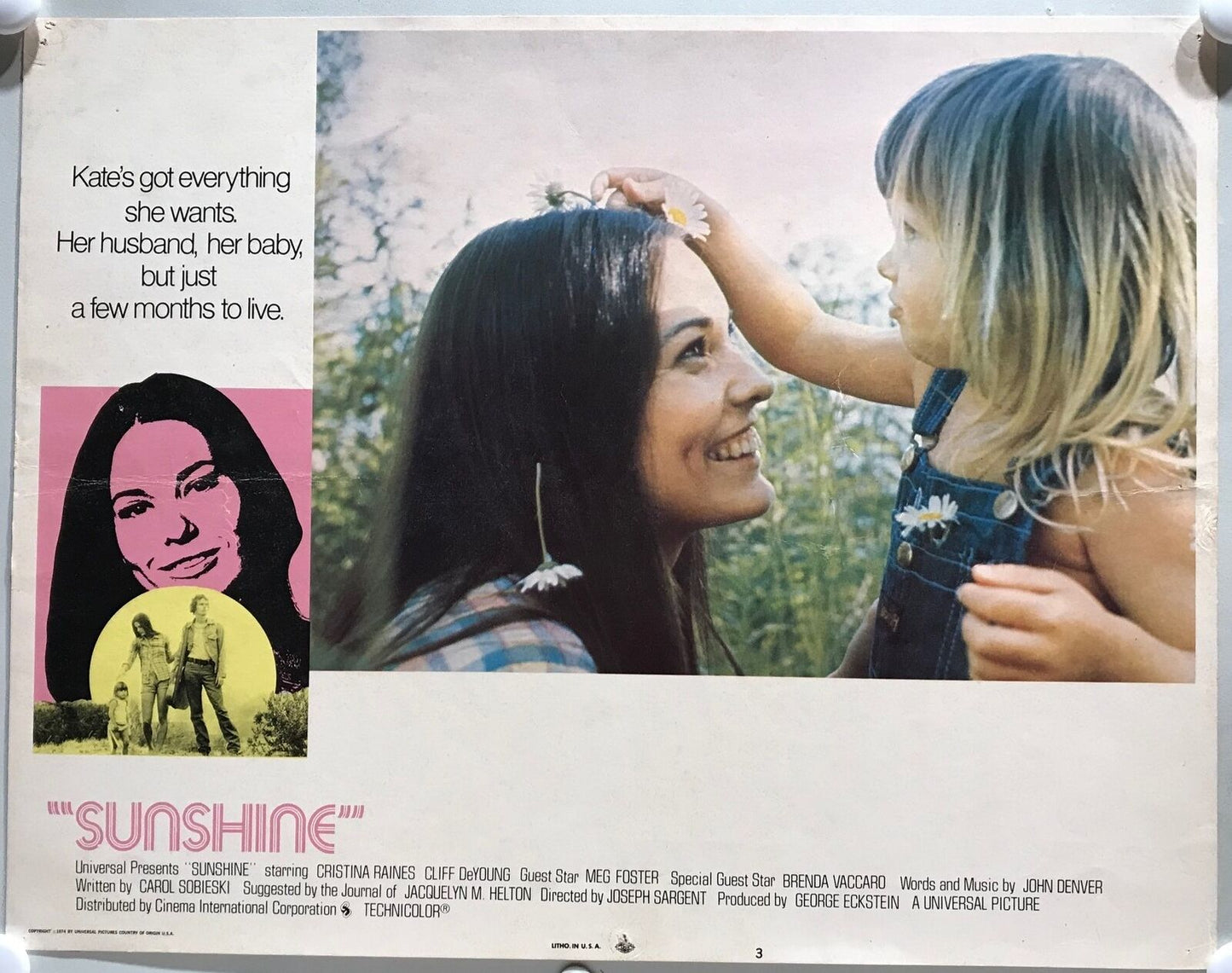 ORIGINAL LOBBY CARDS - SUNSHINE - 1973 - set of 8