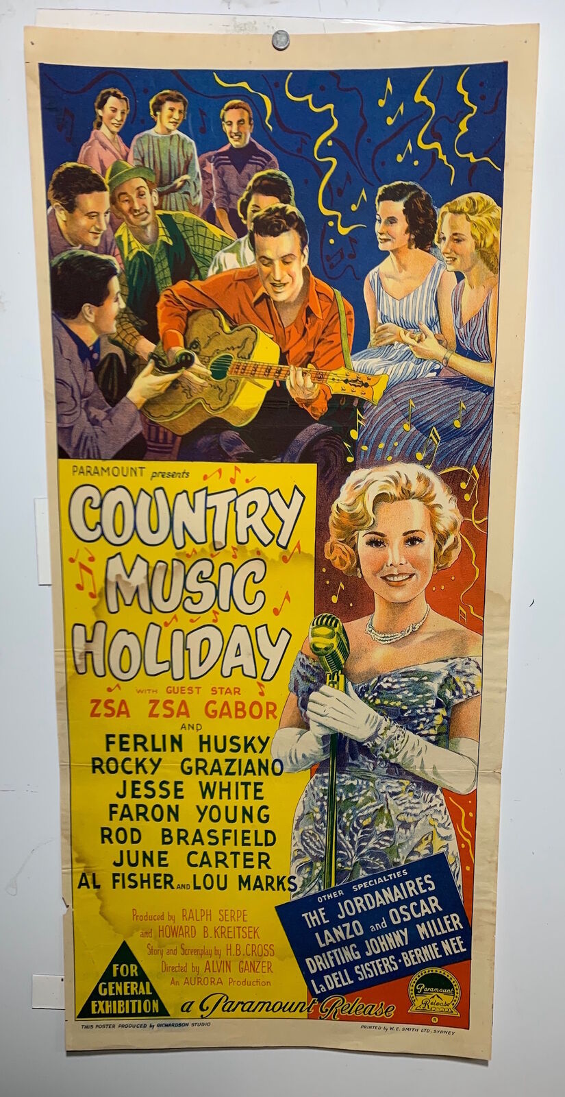 ORIGINAL DAYBILL MOVIE POSTER - COUNTRY MUSIC HOLIDAY - 1958 - Richardson Studio