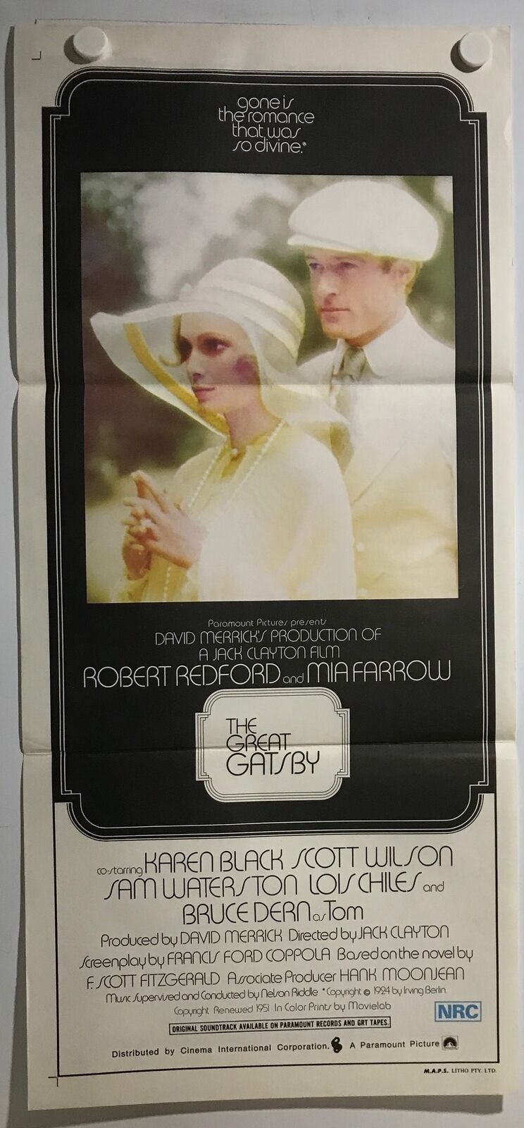 ORIGINAL DAYBILL MOVIE POSTER - THE GREAT GATSBY - 1974