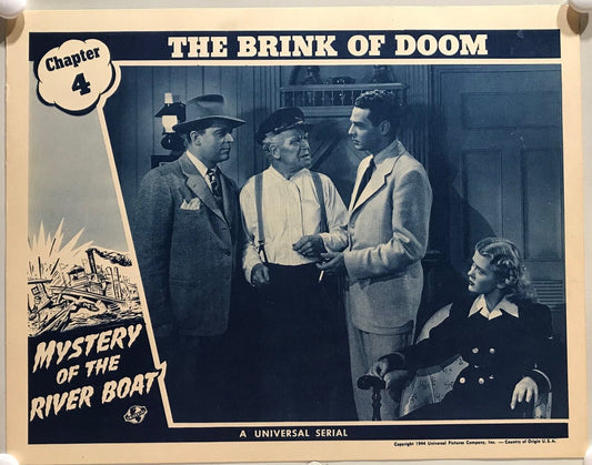 ORIGINAL SERIAL LOBBY CARD - MYSTERY OF THE RIVER BOAT (c) - 1944 - Ch 4 "The...