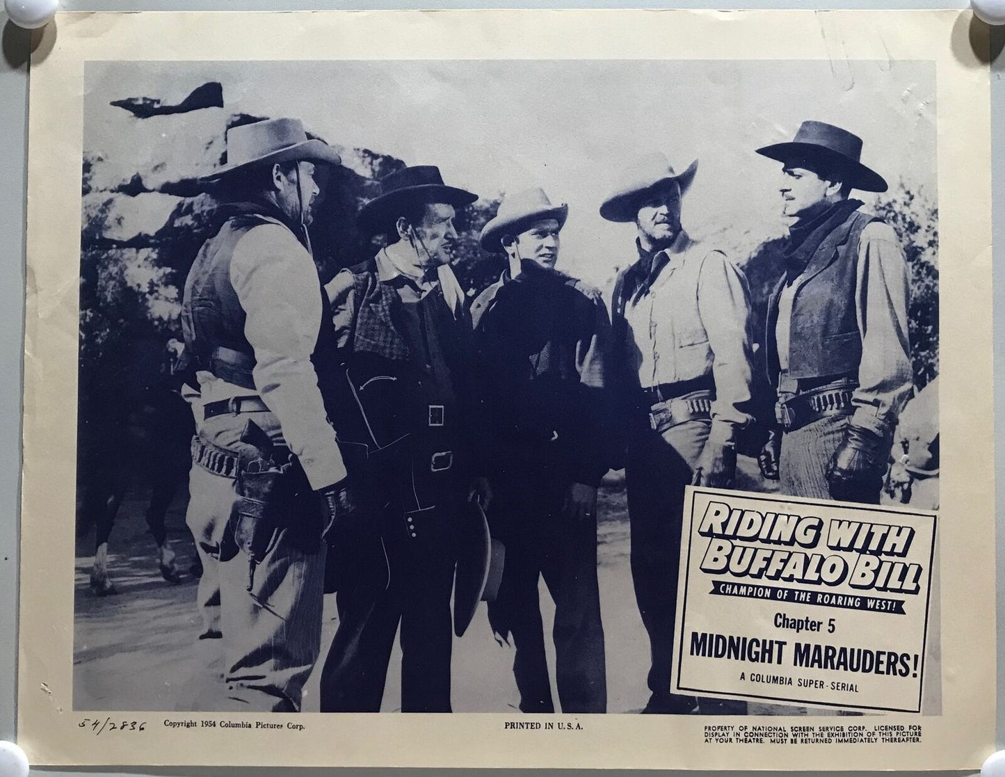 ORIGINAL SERIAL LOBBY CARD - RIDING WITH BUFFALO BILL (d) - 1954 - Ch 5 "Midn...