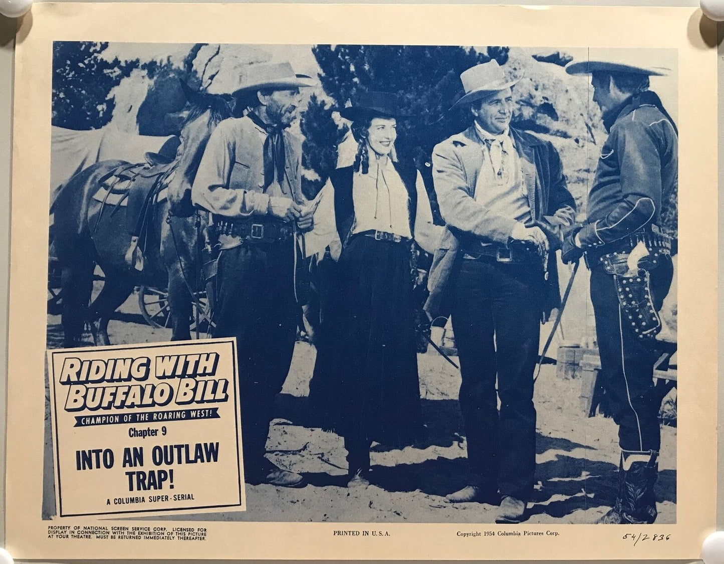 ORIGINAL SERIAL LOBBY CARD - RIDING WITH BUFFALO BILL (b) - 1954 - Ch 9 "Into...