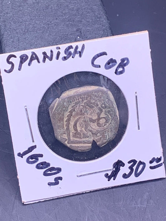 1600s COLONIAL SPANISH COB COINAGE GENUINE ANTIQUE PIRATE DAYS STAMPED COIN