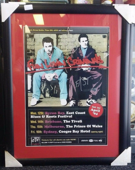 MUSIC PROMO POSTER – FRAMED AND SIGNED – FUN LOVIN CRIMINALS - American Music...