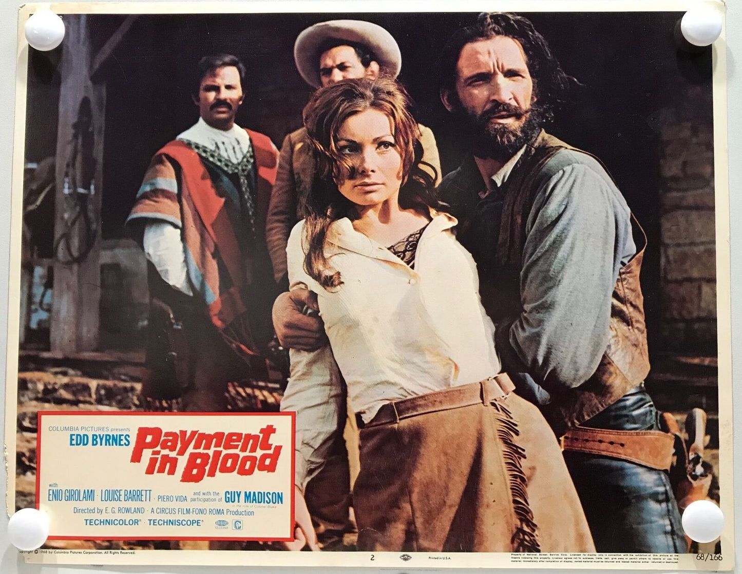 ORIGINAL LOBBY CARDS - PAYMENT IN BLOOD - 1968 - set of 8