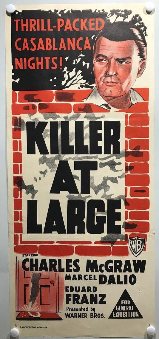 ORIGINAL DAYBILL MOVIE POSTER - KILLER AT LARGE