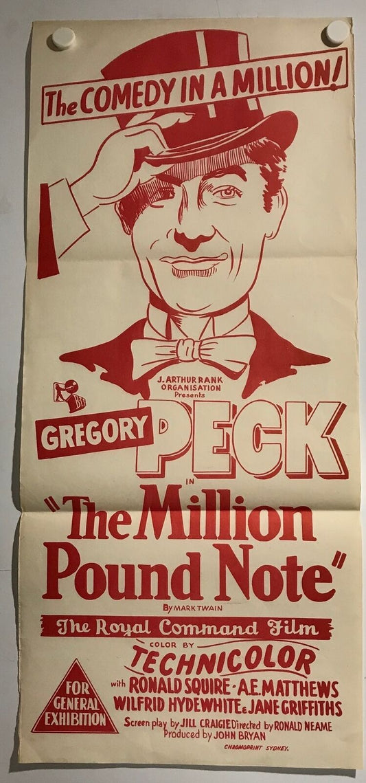 ORIGINAL DAYBILL MOVIE POSTER - THE MILLION POUND NOTE - 1954