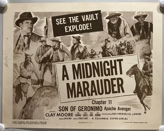 ORIGINAL SERIAL LOBBY CARD - SON OF GERONIMO (a) - 1952 - Ch 11 "A Midnight M...