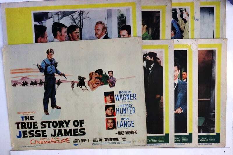 ORIGINAL LOBBY CARDS - THE TRUE STORY OF JESSIE JAMES - 1957 - set of 8